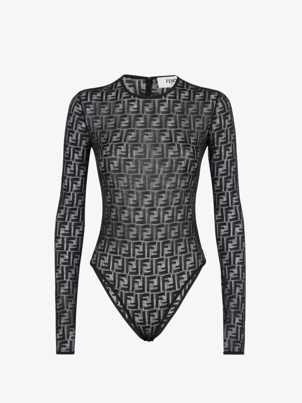 FENDI Lace Monogram Bodysuit in Black